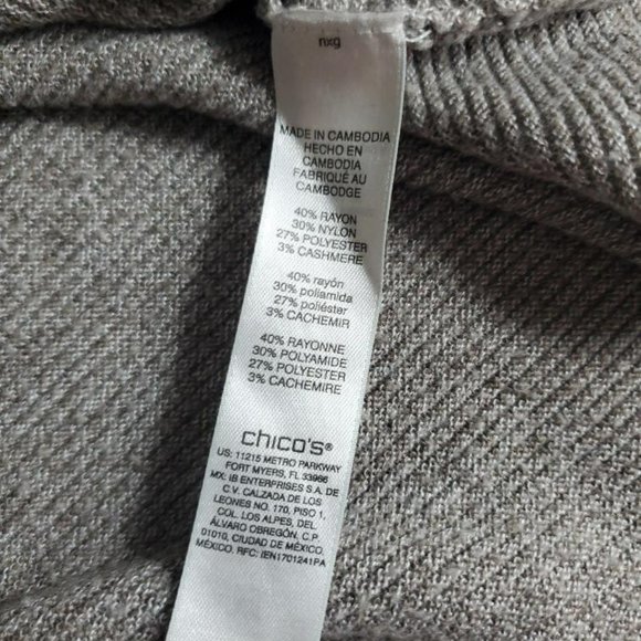 Chicos Sweater Womens 3 (XL) Taupe Cowl Turtleneck Cashmere Blend Long Sleeve - Picture 7 of 10